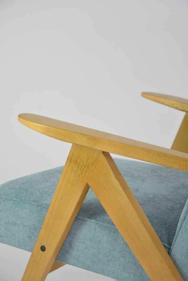 Fauteuil kompas bouclette bleu ciel