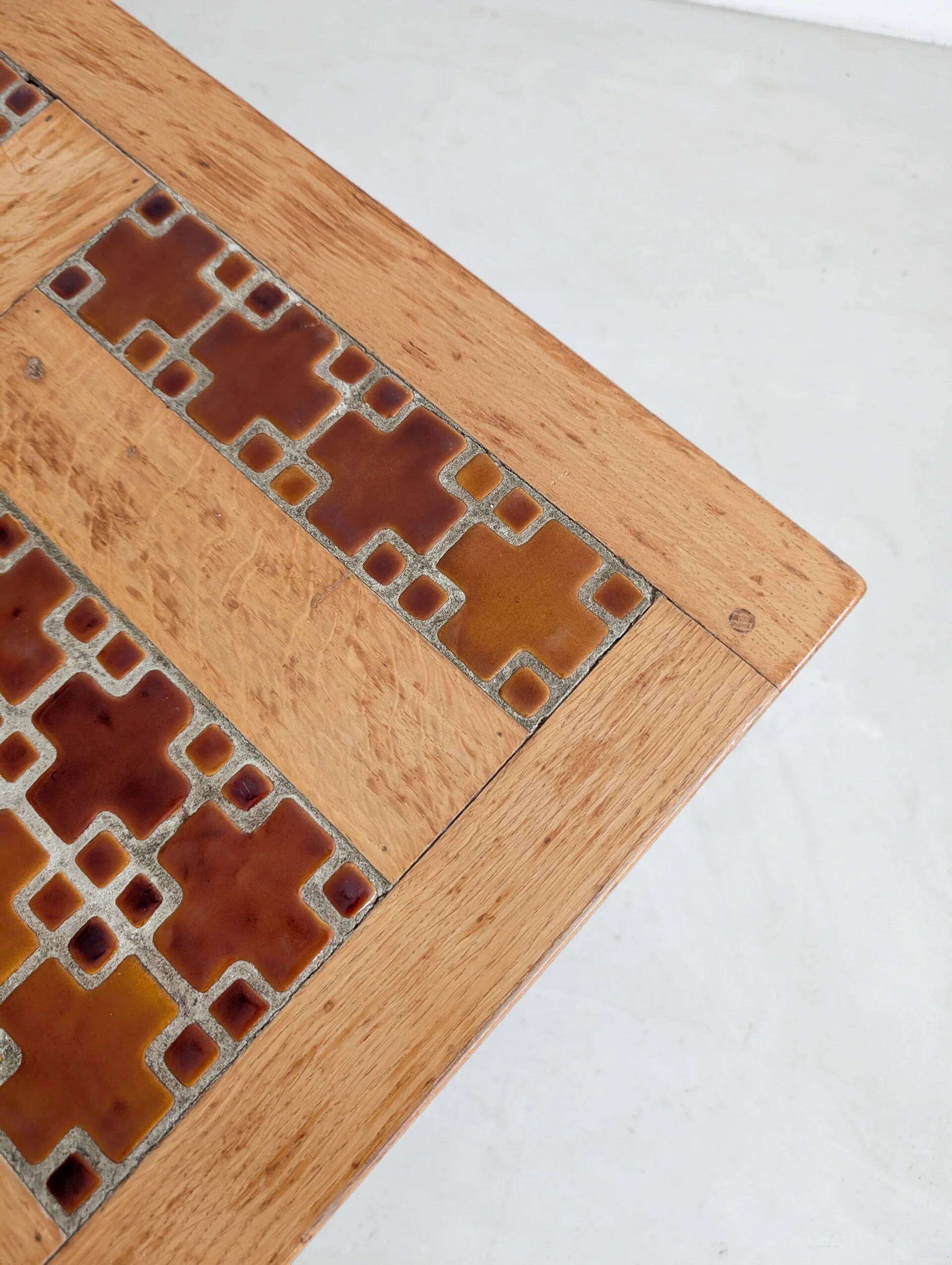 Brutalist elm wood coffee table 1970s