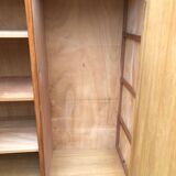 Vintage wardrobe with 2 doors and compass legs, made of oak plywood