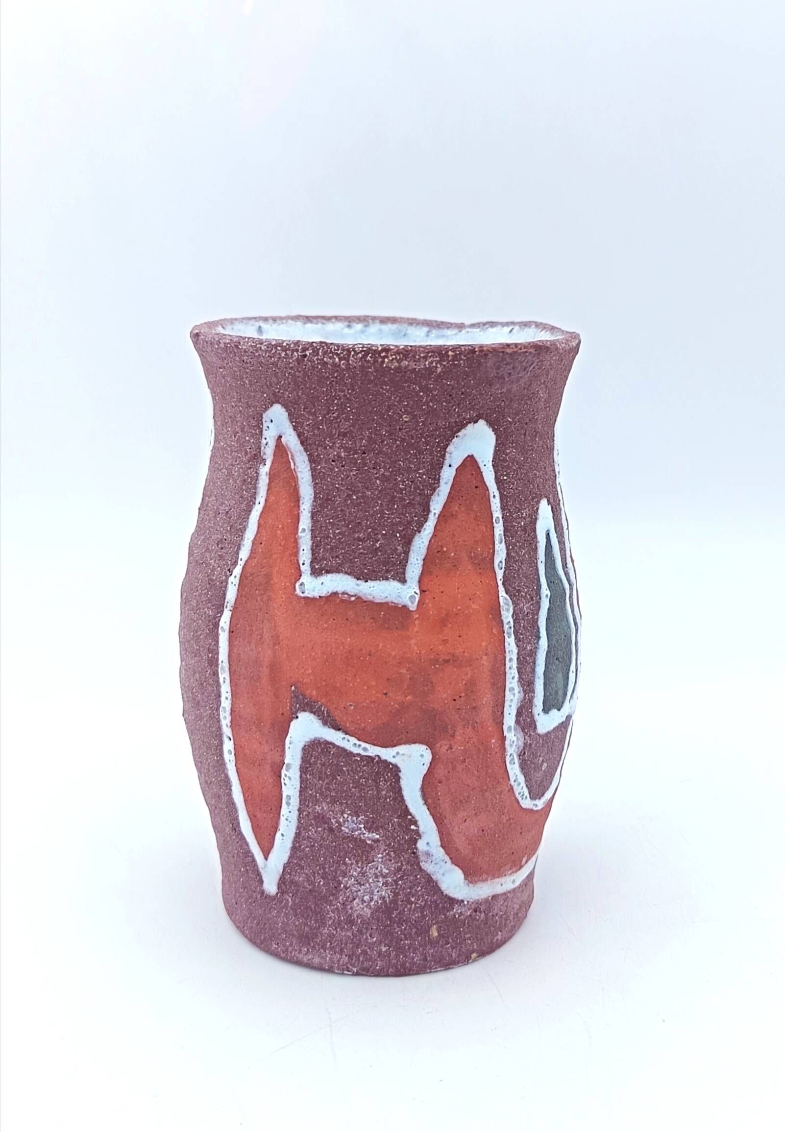 Small Accolay vase in ceramic with polychrome abstract decoration – 1950s/60s