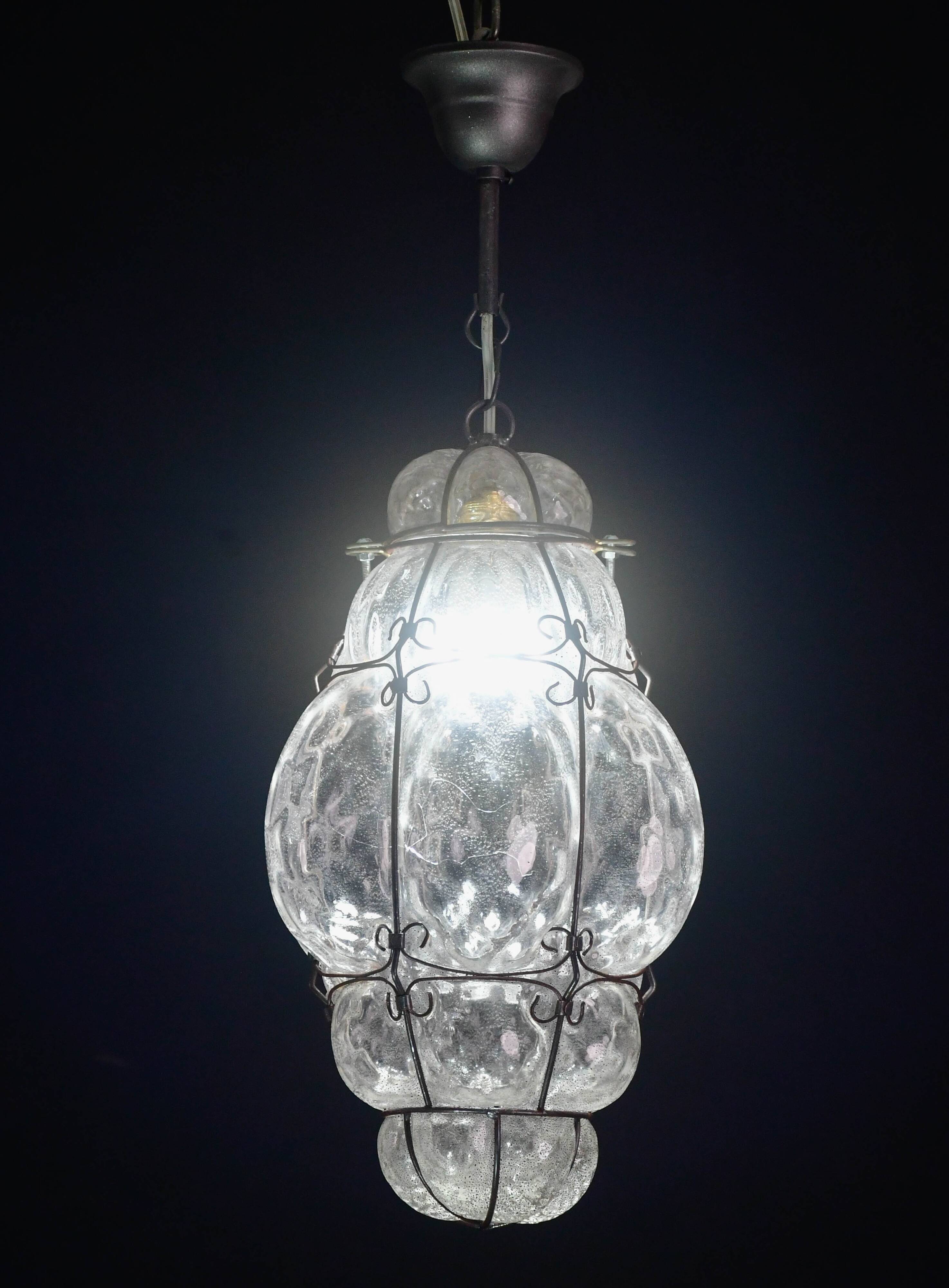 Venetian transparent lantern, Murano glass, Italy, 1970s