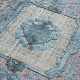 Hand-knotted vintage turkish 1980s 157 cm x 251 cm blue rug