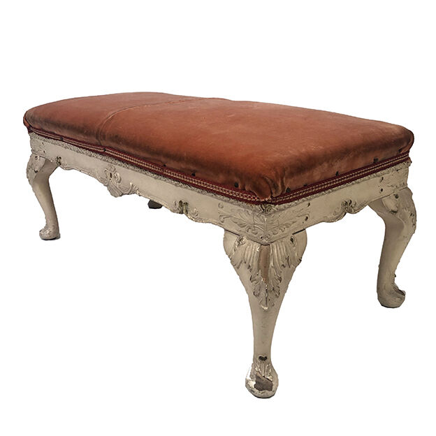 Bench in cream lacquered wood in rococo style, mid-twentieth century