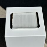 Trio of small rectangular serving dishes white and black Indonesian ceramic 21x16