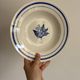 Set of 6 vintage deep plates in earthenware with blue lily of the valley flowers.
