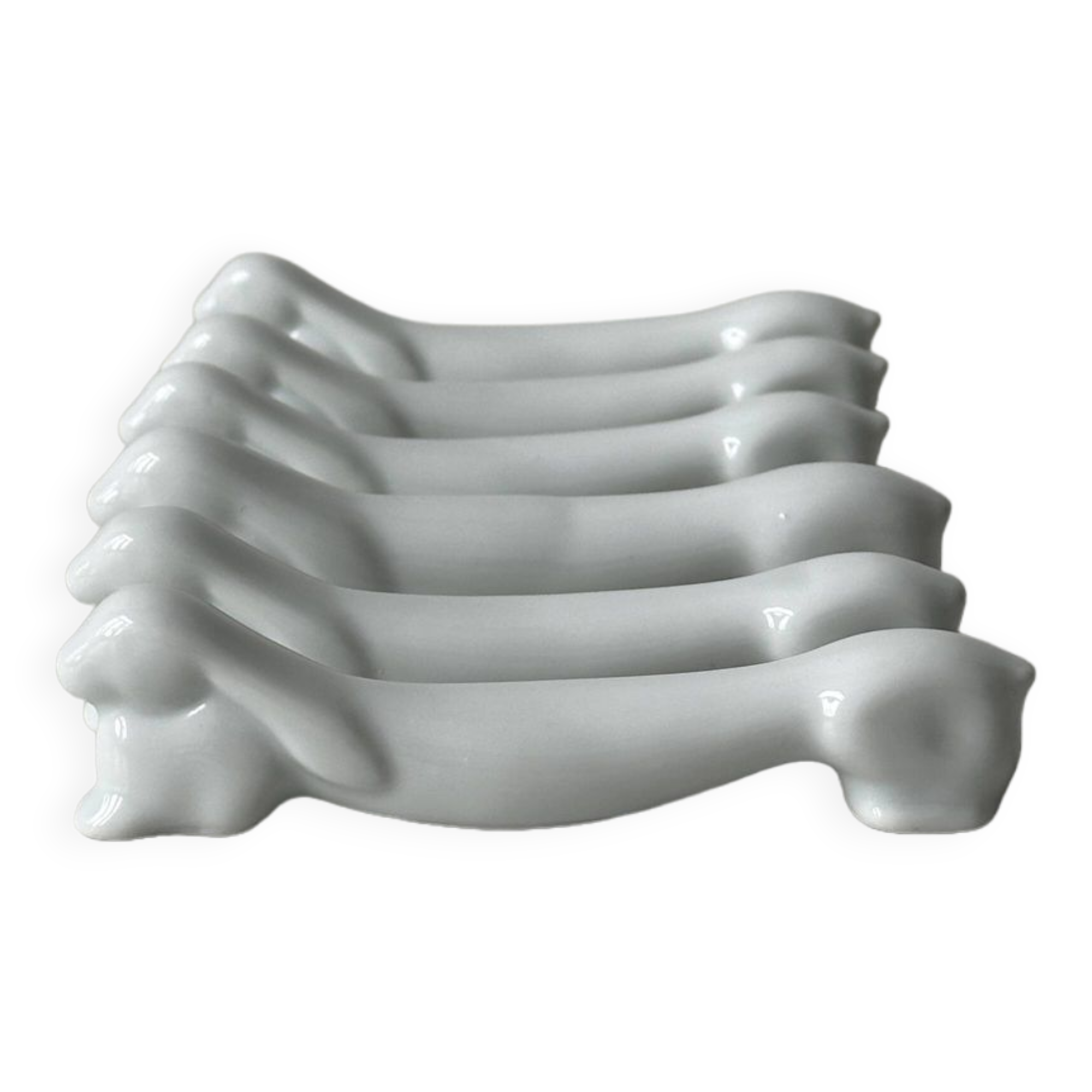 6 porte-couteaux en porcelaine en forme de lapin