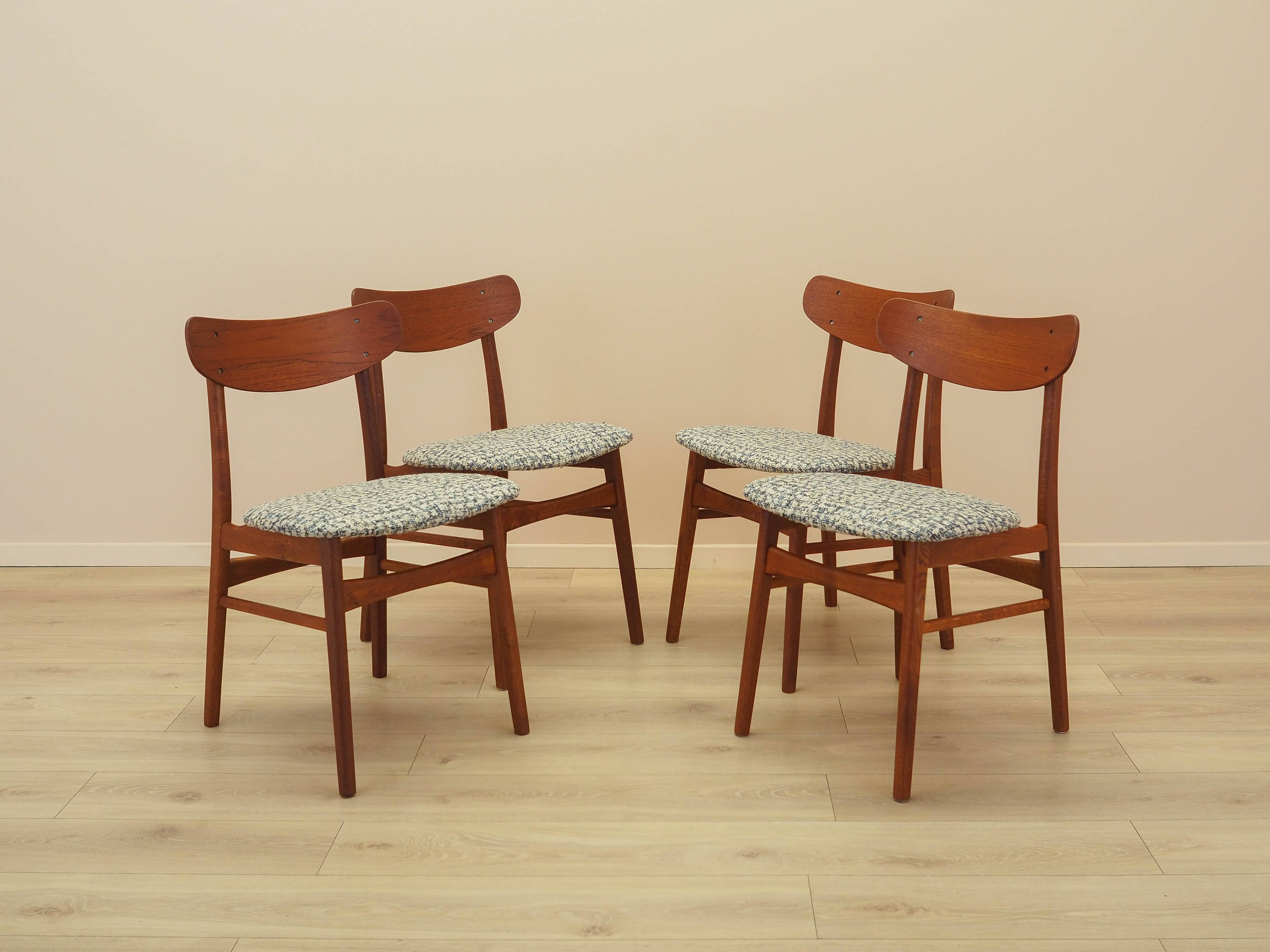 Set of four teak chairs, Danish design, 1970s, made in Denmark