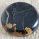 Vintage round ashtray in Italian black and gold Portoro marble.