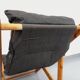 Vintage adjustable folding chaise longue armchair in pine and faux leather