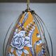Suspension en tissu fleuri orange et bleu