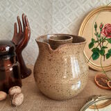 Enamelled stoneware decanter / pitcher with ice cube reserve - vintage