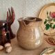 Enamelled stoneware decanter / pitcher with ice cube reserve - vintage