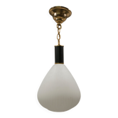 Suspension mid century, laiton, verre zebré