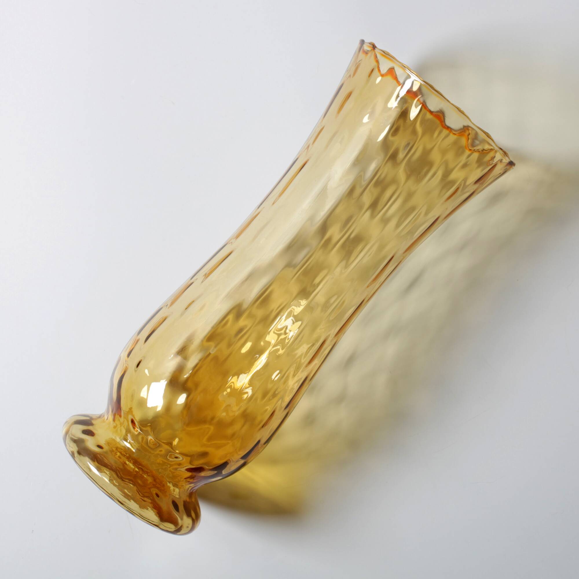 Mid-century Large Stylish Amber Glass Flower Vase / Empoli / Italy / 1970s