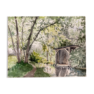 Aquarelle de paysage vintage