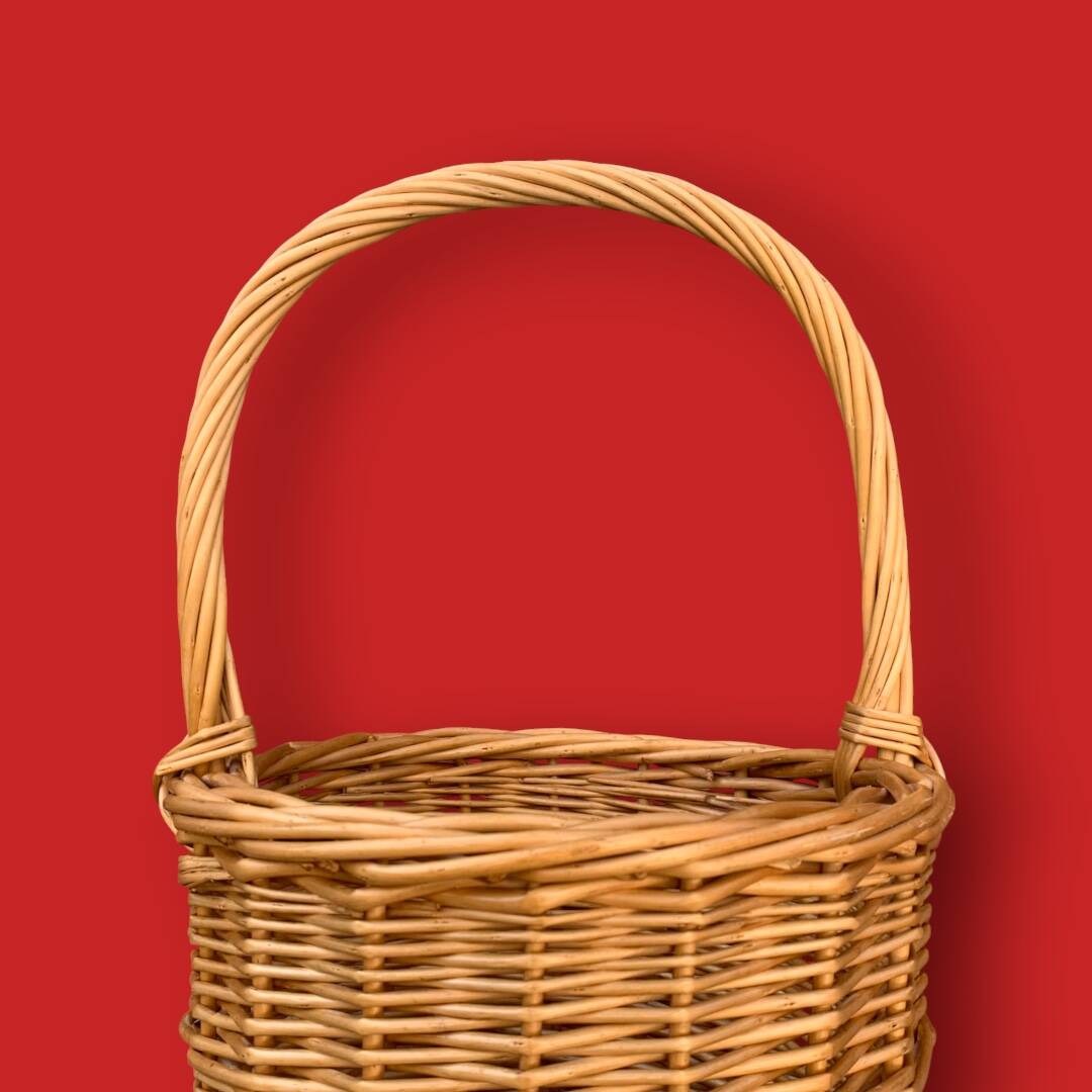 Antique woven wicker umbrella stand – handmade – 1970s