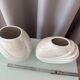 Pair of vintage iridescent white ceramic vases