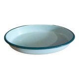 Plat ovale métal émaillé vert eau liseré