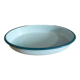 Plat ovale métal émaillé vert eau liseré