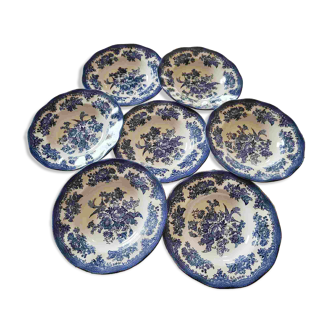 7 assiettes creuses "Faisans asiatiques" Enoch Wedgwood