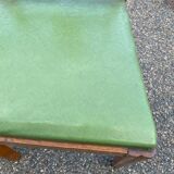 2 art deco dining room chairs in solid wood and green leather