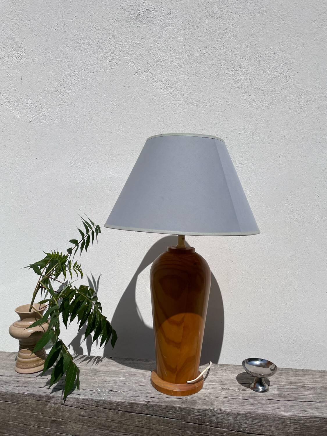 Large wooden lamp from IKEA, vintage design, 1980s