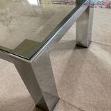 Coffee table design 70s, chrome metal and glass