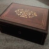 Former Napoleon III jewellery box inlaid brass marquetry, mother-of-pearl