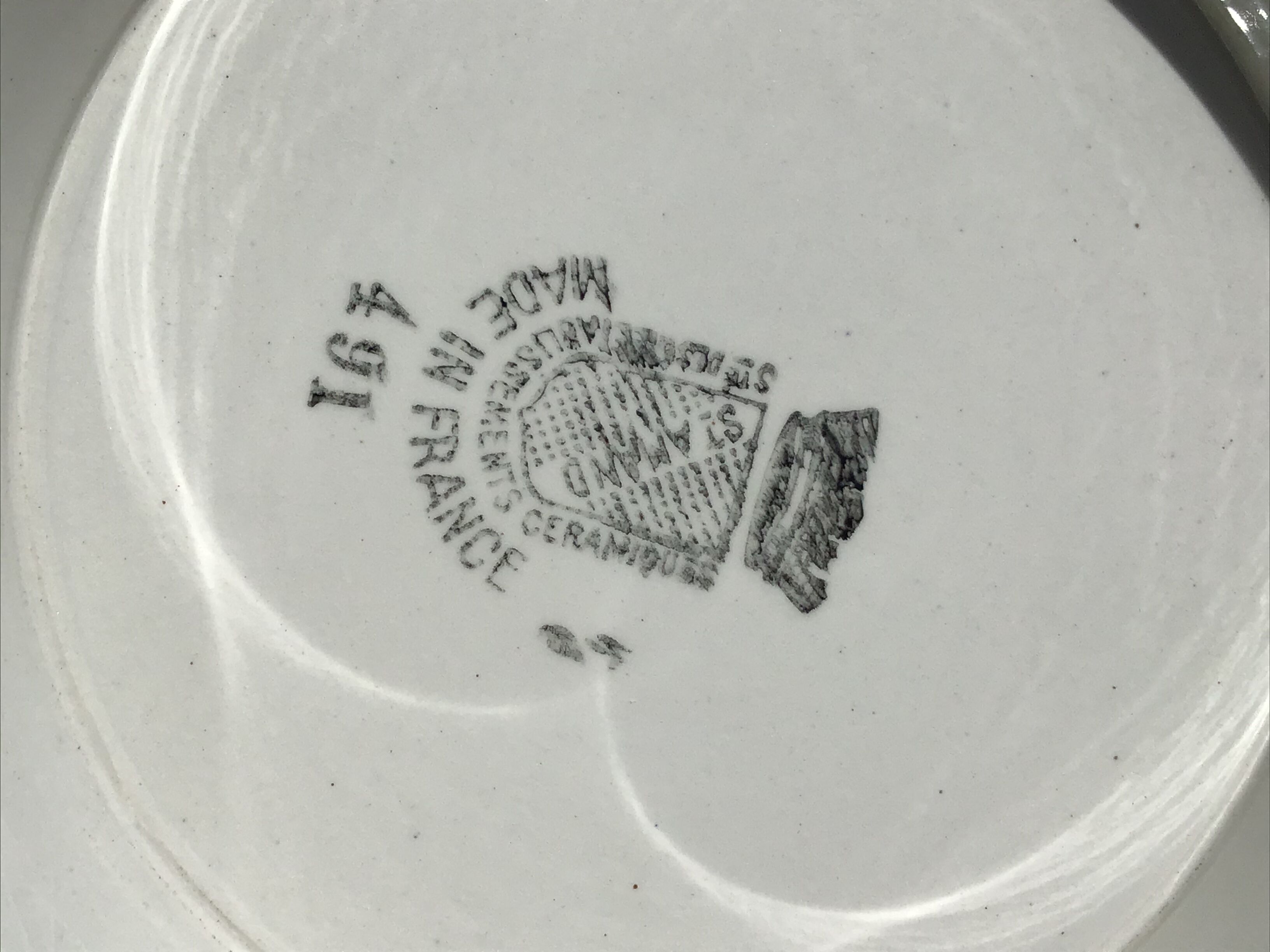 St Amand cup and ramekin blue stripes