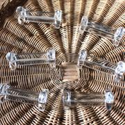 A set of 6 transparent trilobite glass knife rests.