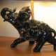 black enamelled ceramic and gold gilding elephant lamp 1950s