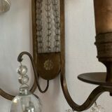 Art deco wall lamp in brass, pearls and tassels