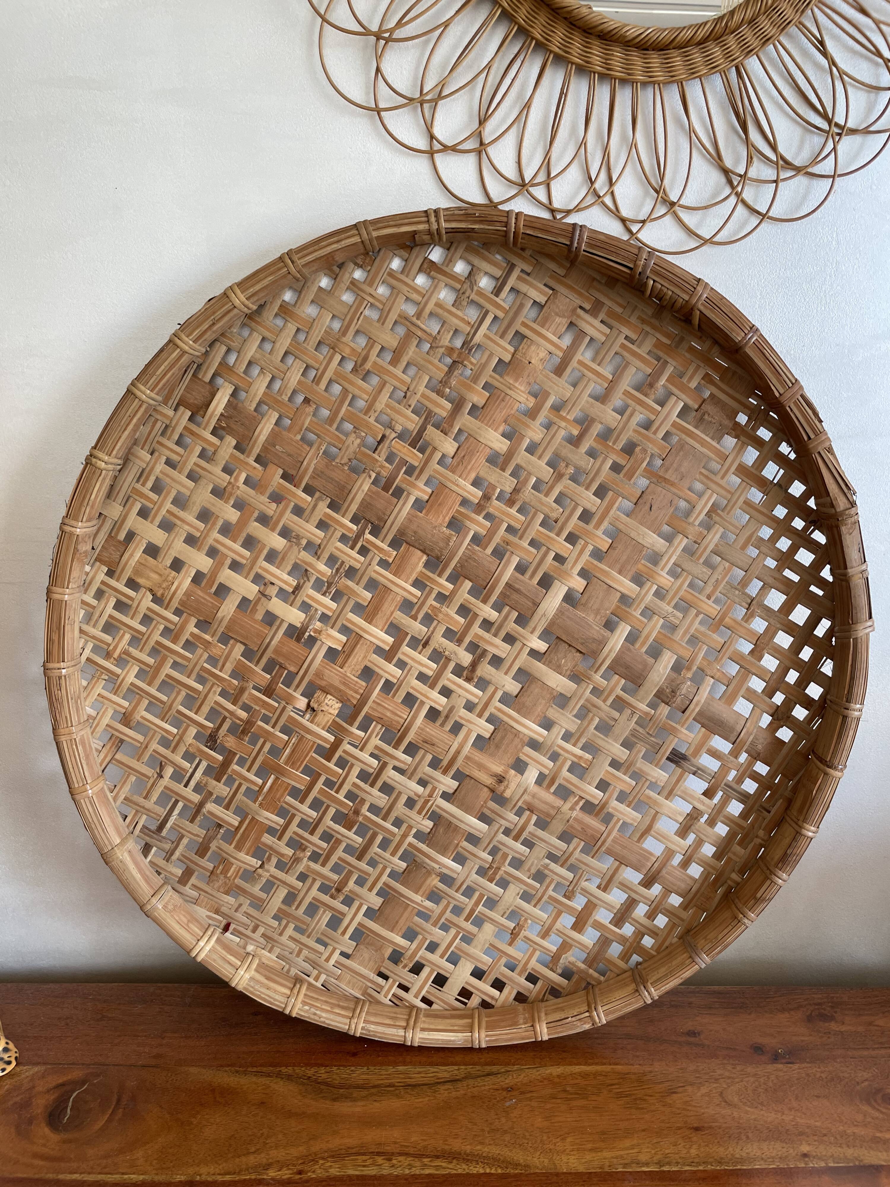 Large bamboo rattan tray