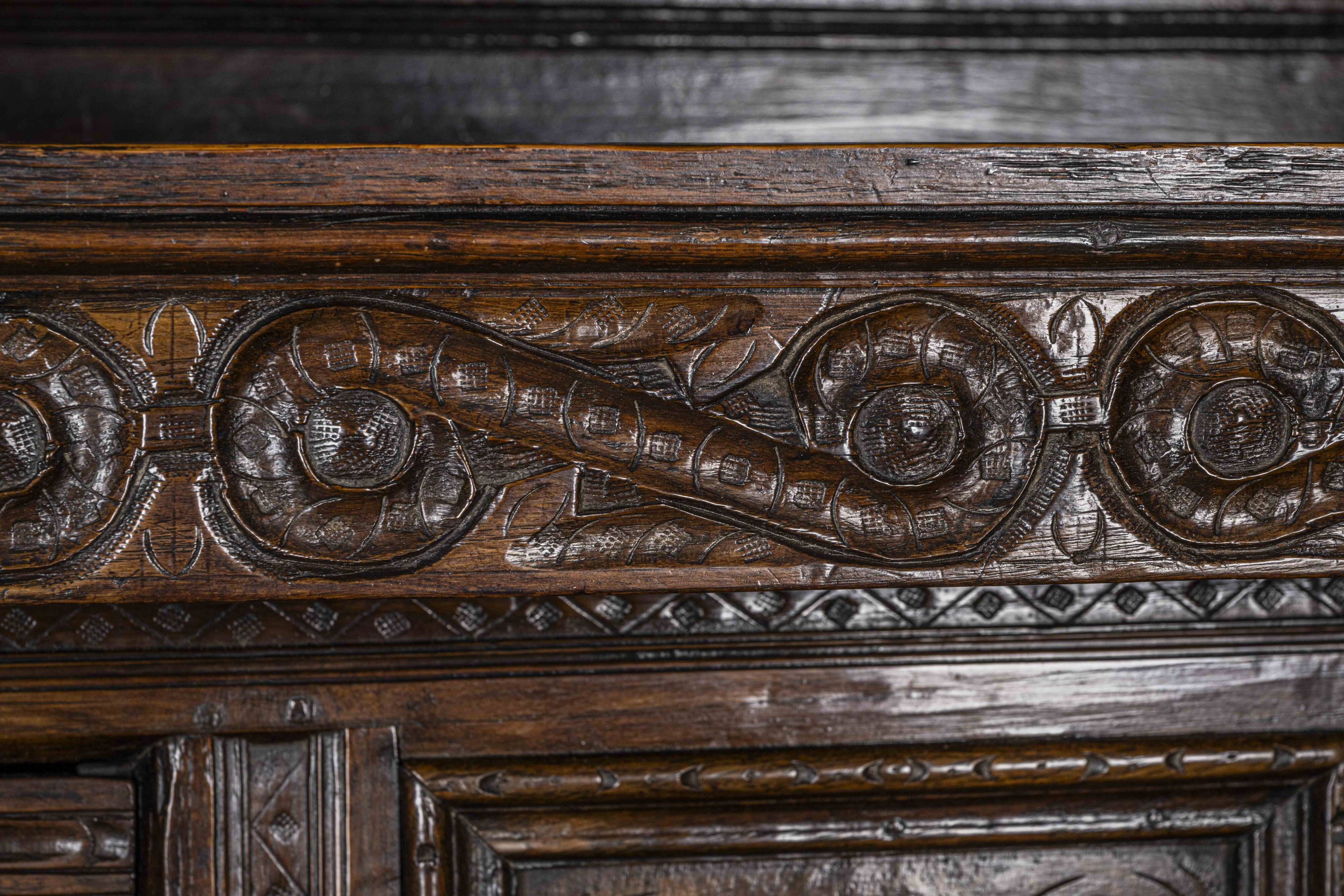 Charles II Oak Plaque, 1684, Set of 3