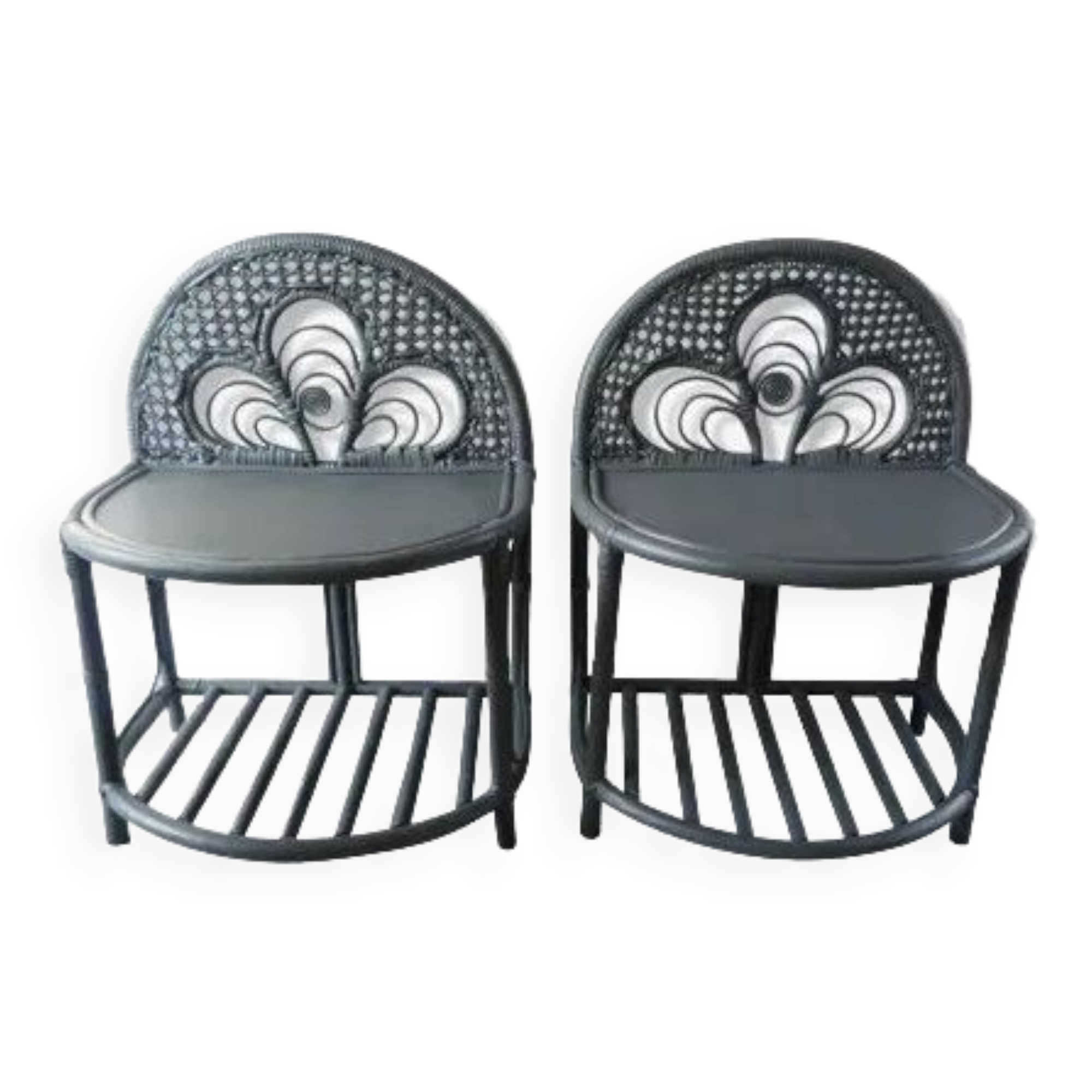 Pair of bedside tables Peacock rattan