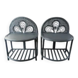 Pair of bedside tables Peacock rattan
