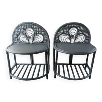 Pair of bedside tables Peacock rattan