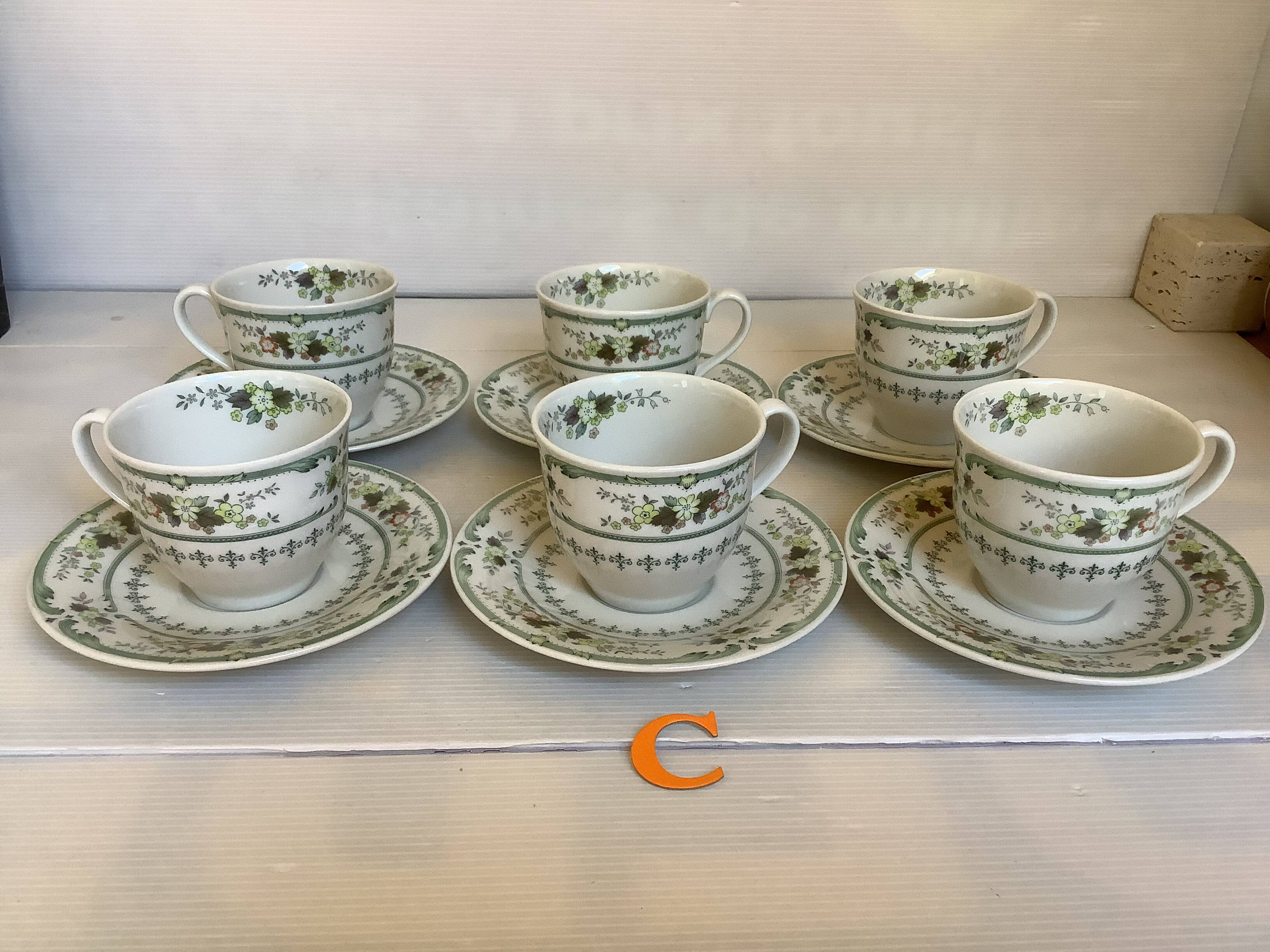 Six Royal Doulton Provencal cups and saucers