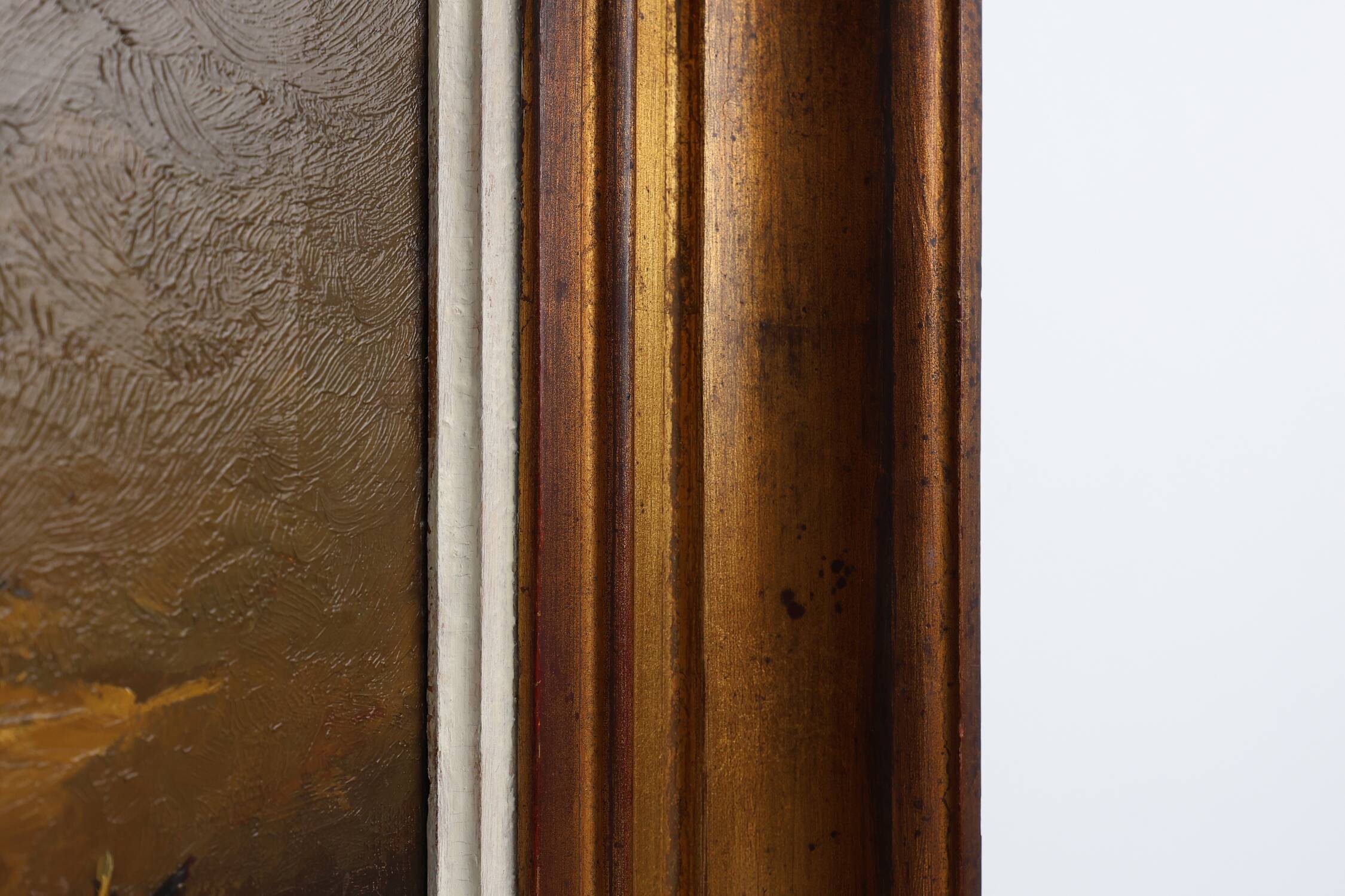 Seascape painting by Albert Demoen in Giltwood Frame, Belgium ca. 1940