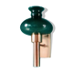 Brushed brass wall light with green glass shade "Vitrika". Denmark 1980