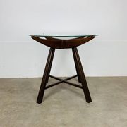 Table d’appoint en bois et verre, Italie, années 60, guéridon