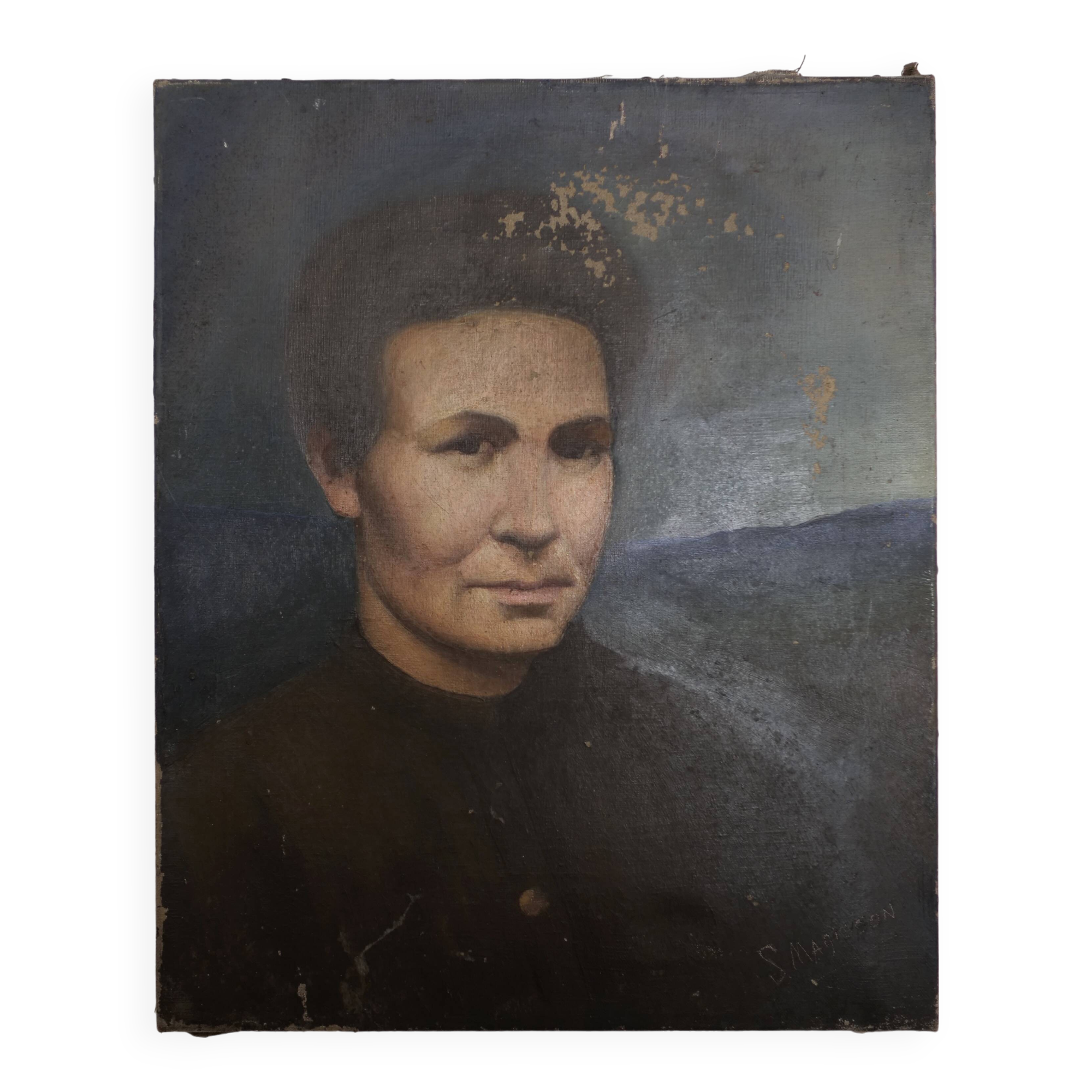 Portrait Oil on canvas Modern spirit signed Magisson 1930