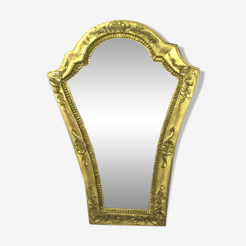 Wooden bevelled mirror and gilded stucco 49 x 35.5 cm