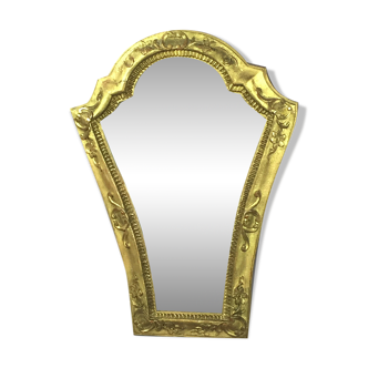 Wooden bevelled mirror and gilded stucco 49 x 35.5 cm