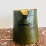 Antique Savoyard pottery pitcher in green with floral decoration