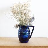 Art deco enameled earthenware pitcher