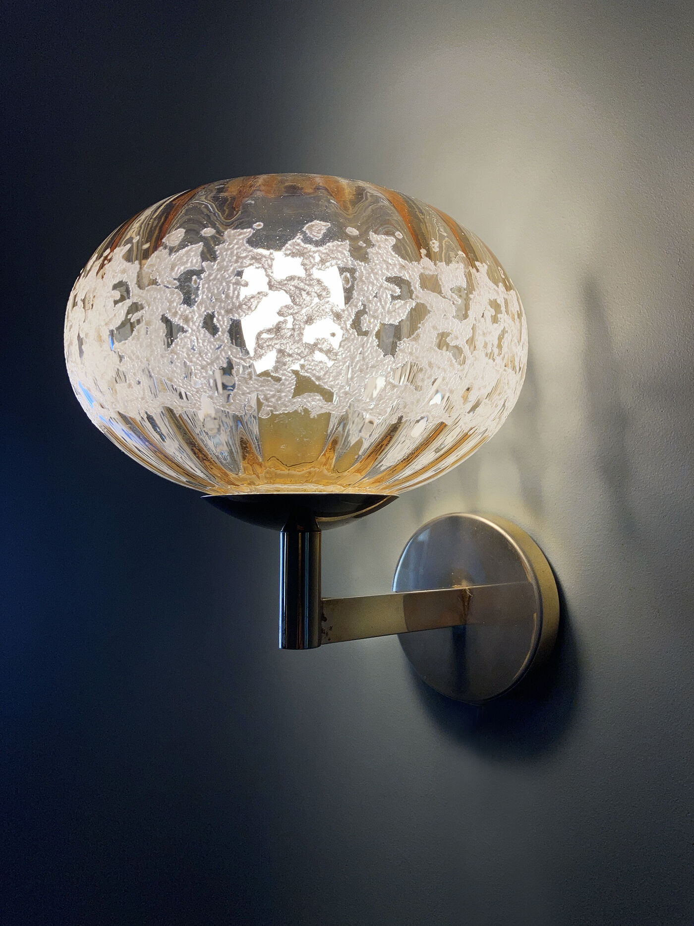 Pair of brass and glass sconces worked 1960