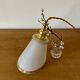 Baladeuse tulipe vintage en verre sablé blanc