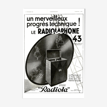 Vintage poster 30s Radio TSF Radiola