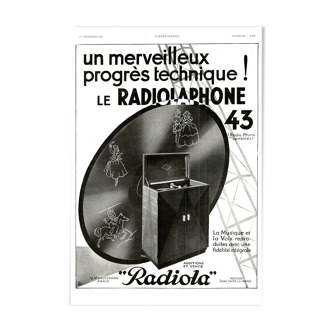 Affiche vintage années 30 Radio TSF Radiola
